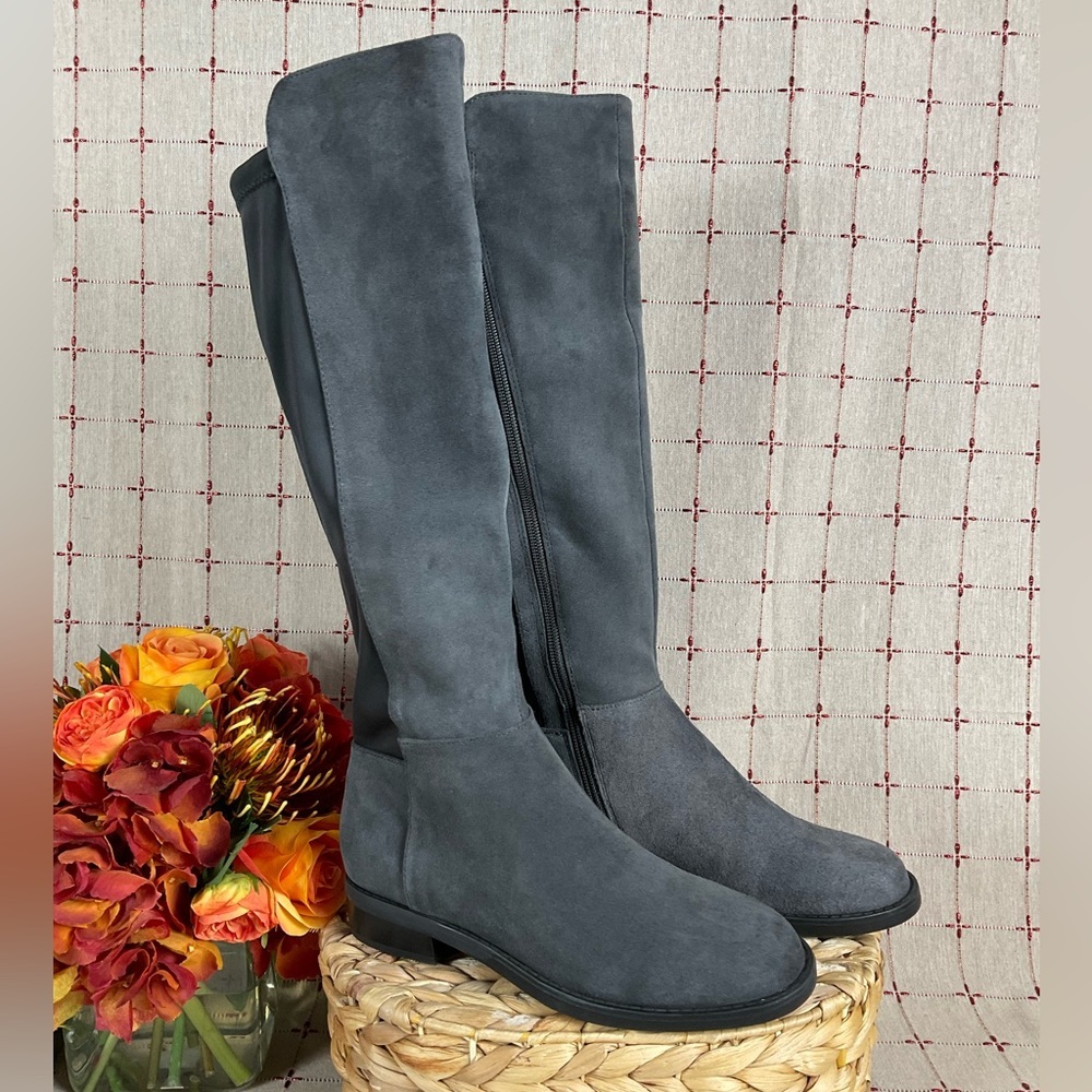 Blondo “Ellie” Grey Suede Knee High Riding Boots Waterproof Size 6.5 NWOB